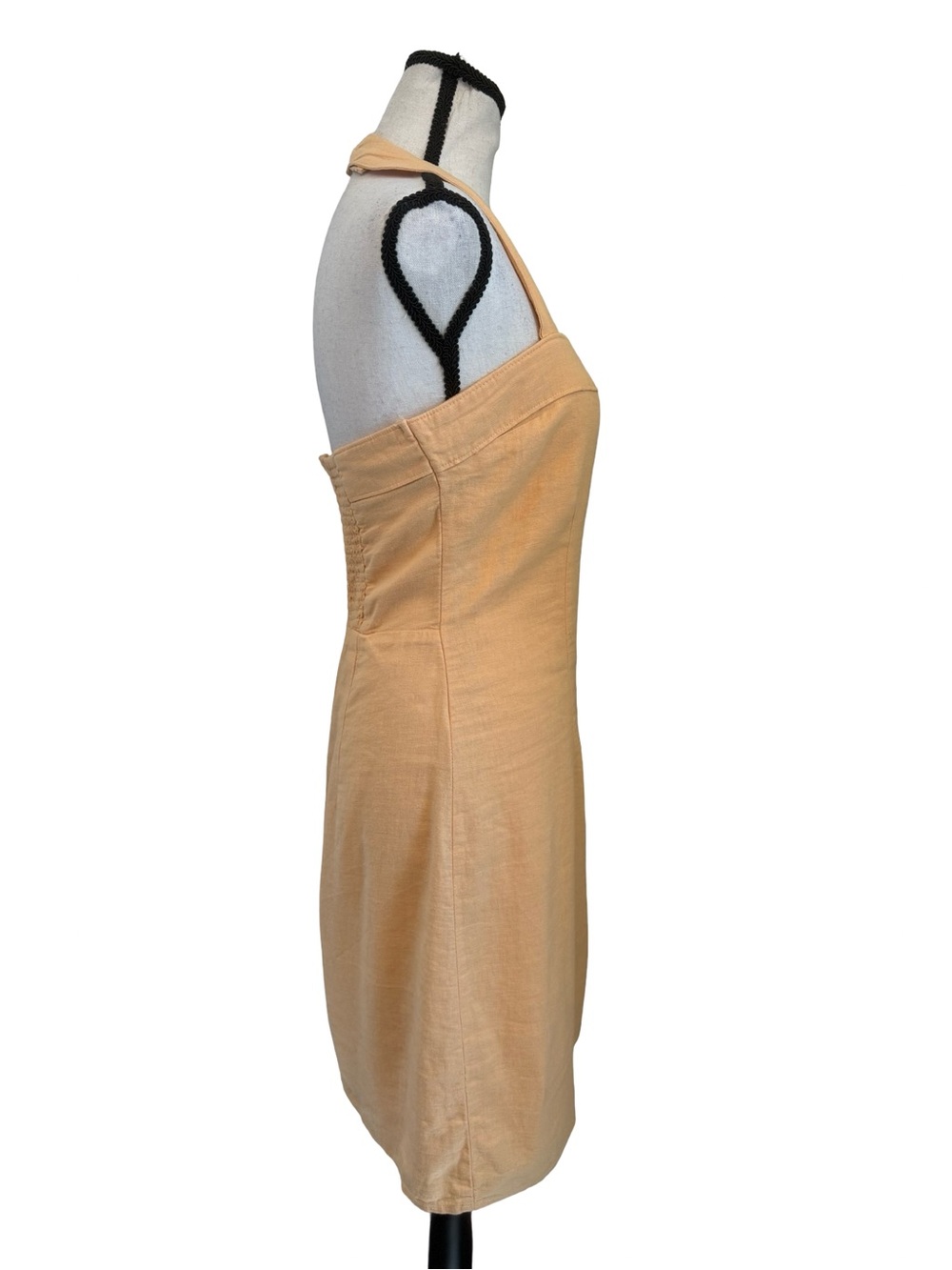 Abercrombie & Fitch Linen Blend Halter Mini Dress Peach Size Medium Tall - Picture 5 of 12